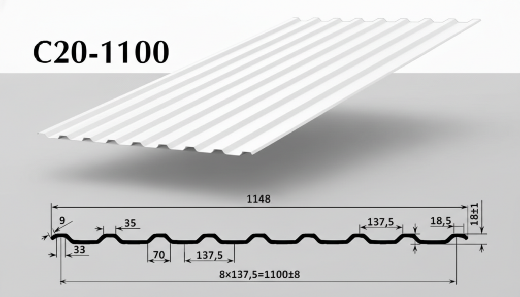 Профилированный лист С20 (МП20) от завода ВекторСталь RAL9003