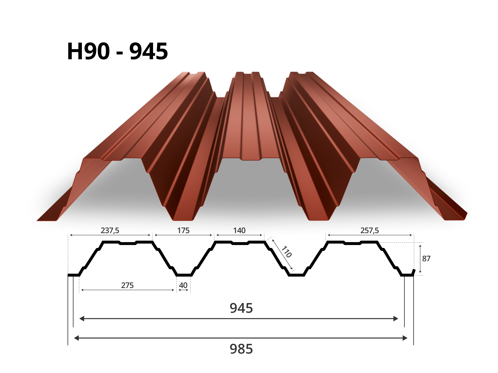 Профнастил Н90 985/945
